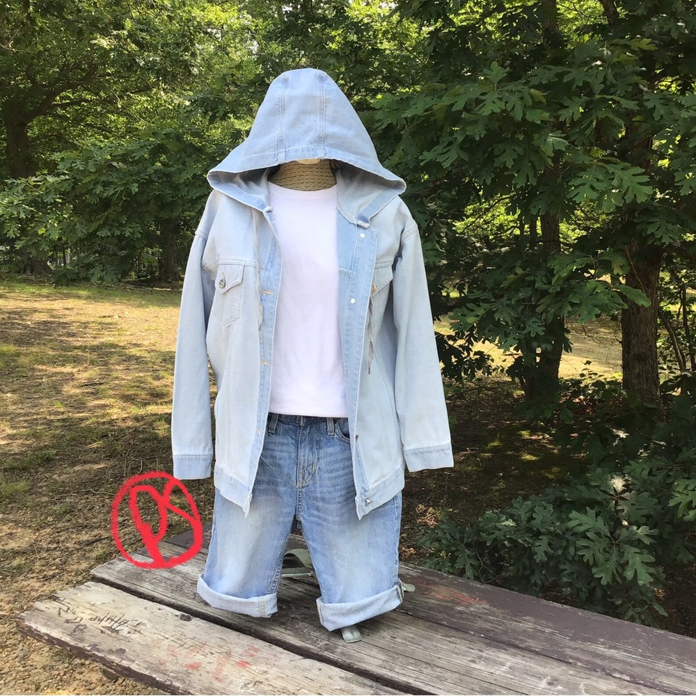 Light Blue Hooded Women's Jean Jacket